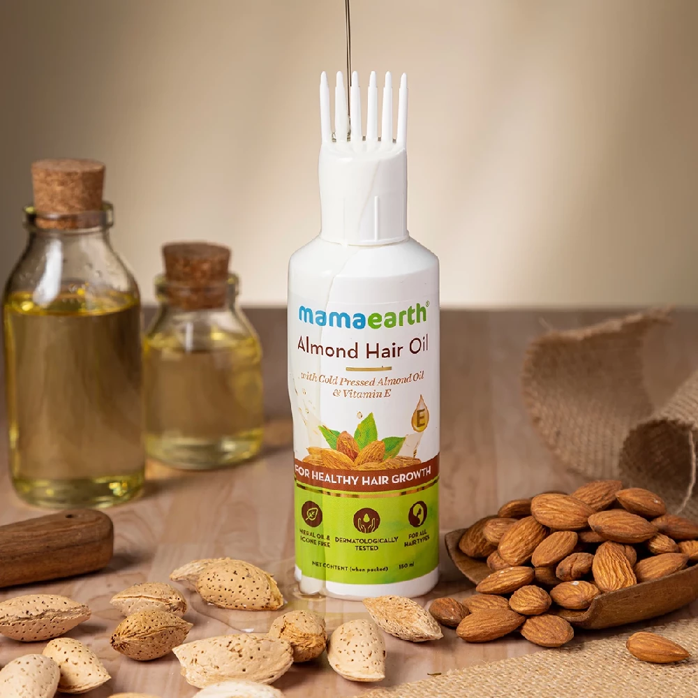 Almond Hair Oil with Cold Pressed Almond Oil & Vitamin E for Healthy Hair Growth, 150 ml-2.webp